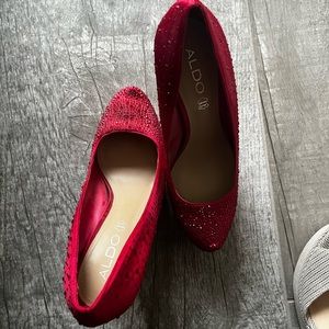 Aldo Sparkle Red Platform Heel